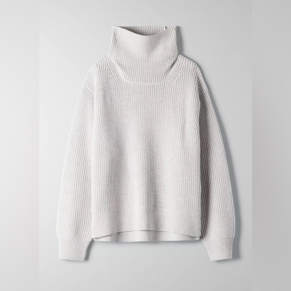 Aritzia Wilfred Jara merino wool turtleneck sweater | Size L | Heather Birch - Picture 1 of 14